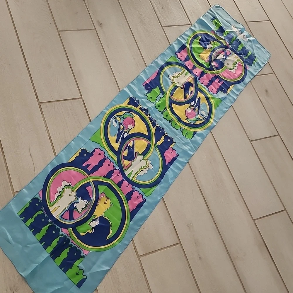 CHERESKIN 1970s Summer of Love Psychedelic Print Scarf